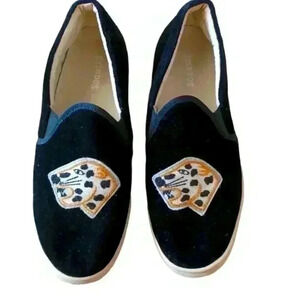 Soludos Women's Jaguar Black Velvet Slip Ons 7.5